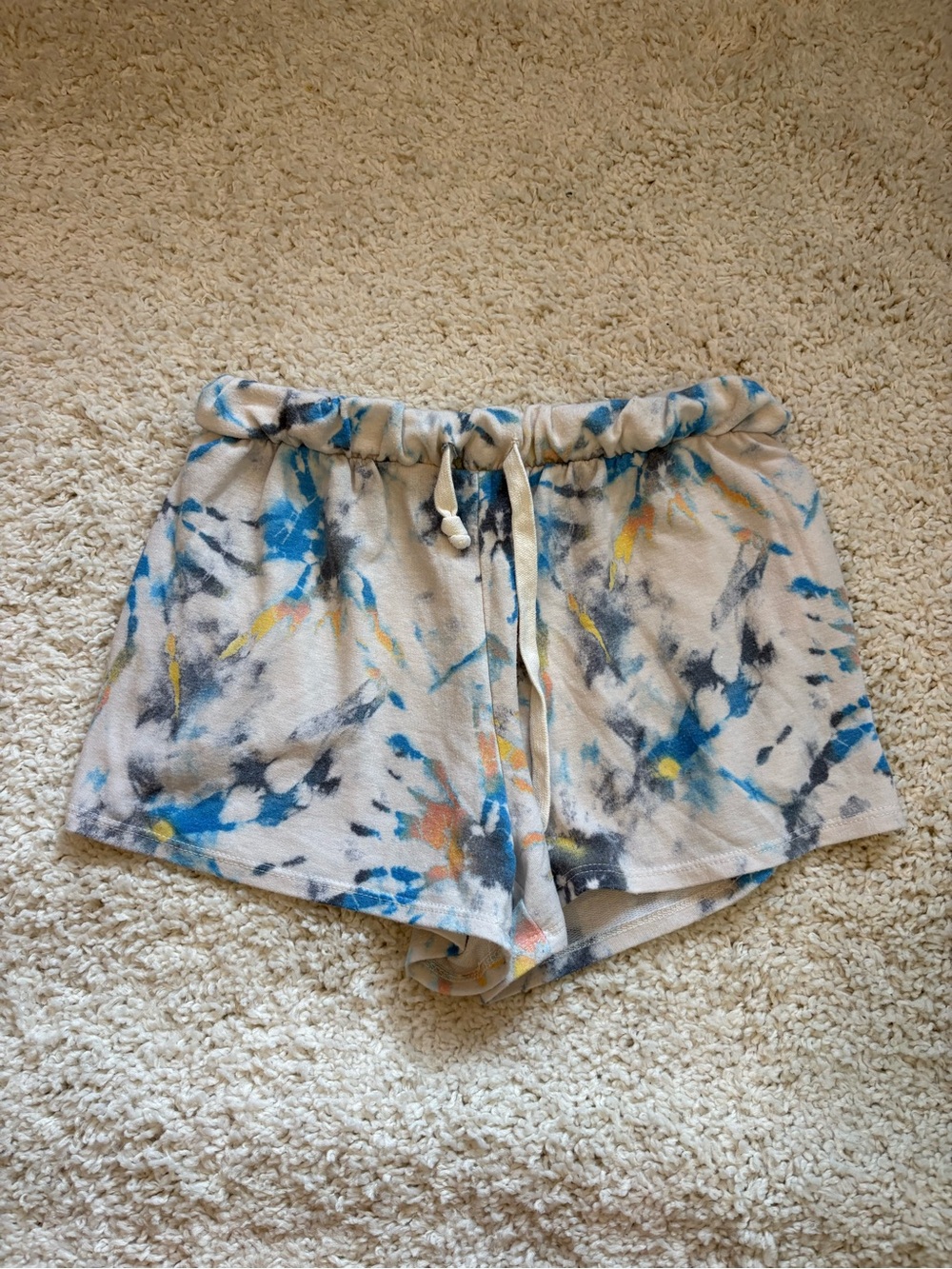 By Together Tie-Dye Blue, Gray & Yellow Lounge Shorts